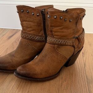 Lucchese Brown Studded Ankle Booties